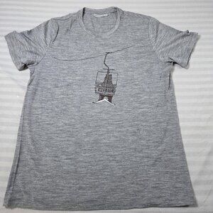 Icebreaker Shirt Mens Large Gray Bear Ski Lift Graphic Short Sleeve Crewneck